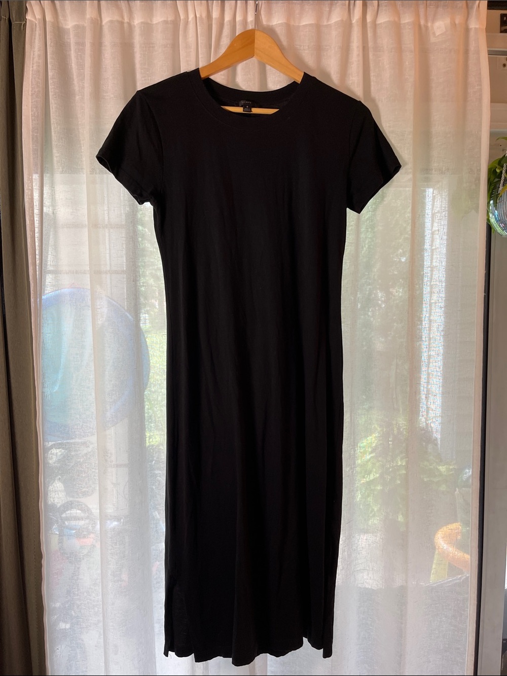 J. Crew Black Cotton Short-Sleeve Maxi Dress